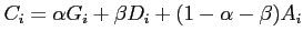 $\displaystyle C_i = \alpha G_i + \beta D_i + (1-\alpha-\beta) A_i$